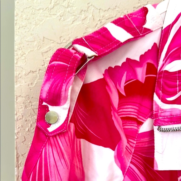 CACHE Pink and White Geometric Puffer Coat - Picture 7 of 9